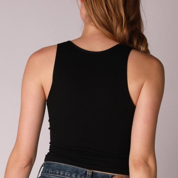 NEW Black Body Contouring Ribbed V Notch Detailing - Picture 2 of 5